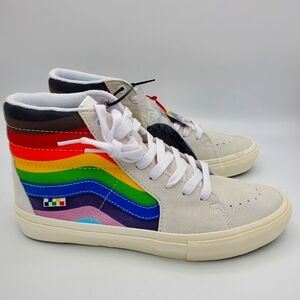 VANS Skate Sk8-Hi Pro Pride Men's High Top Skateboarding Shoes Rainbow Size 9